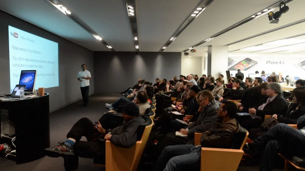 Uzair presenting at Apple's flagship Regent Street store in London
